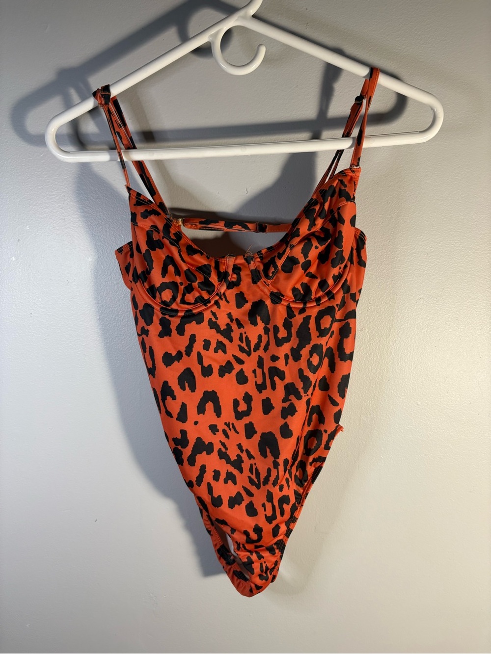 Fashion Nova Orange Leopard Underwire One-Piece Swimsuit